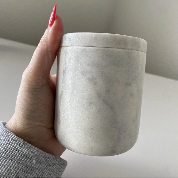 CB2 Vanity Bathroom Nexus White Marble Canister - Picture 9 of 9